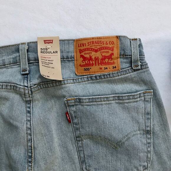 Levi's NWOT 505 Light Wash Straight Leg Jeans Men 34 x 34 - Picture 7 of 8